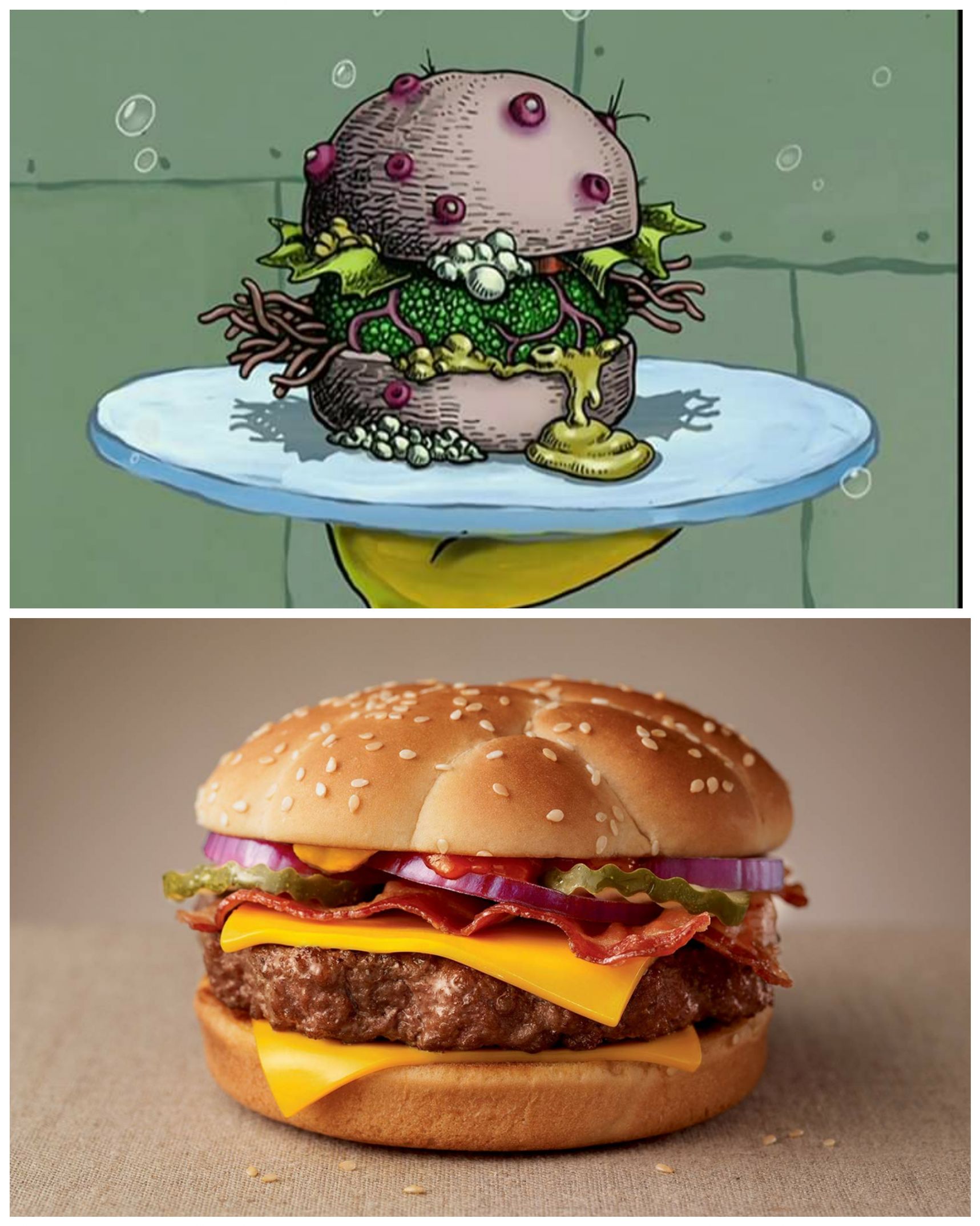 Nasty Burger vs. Tasty Burger Blank Meme Template