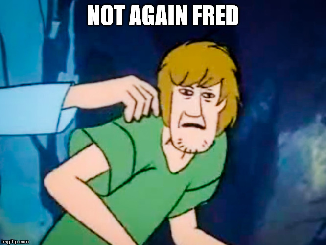 Shaggy meme | NOT AGAIN FRED | image tagged in shaggy meme | made w/ Imgflip meme maker