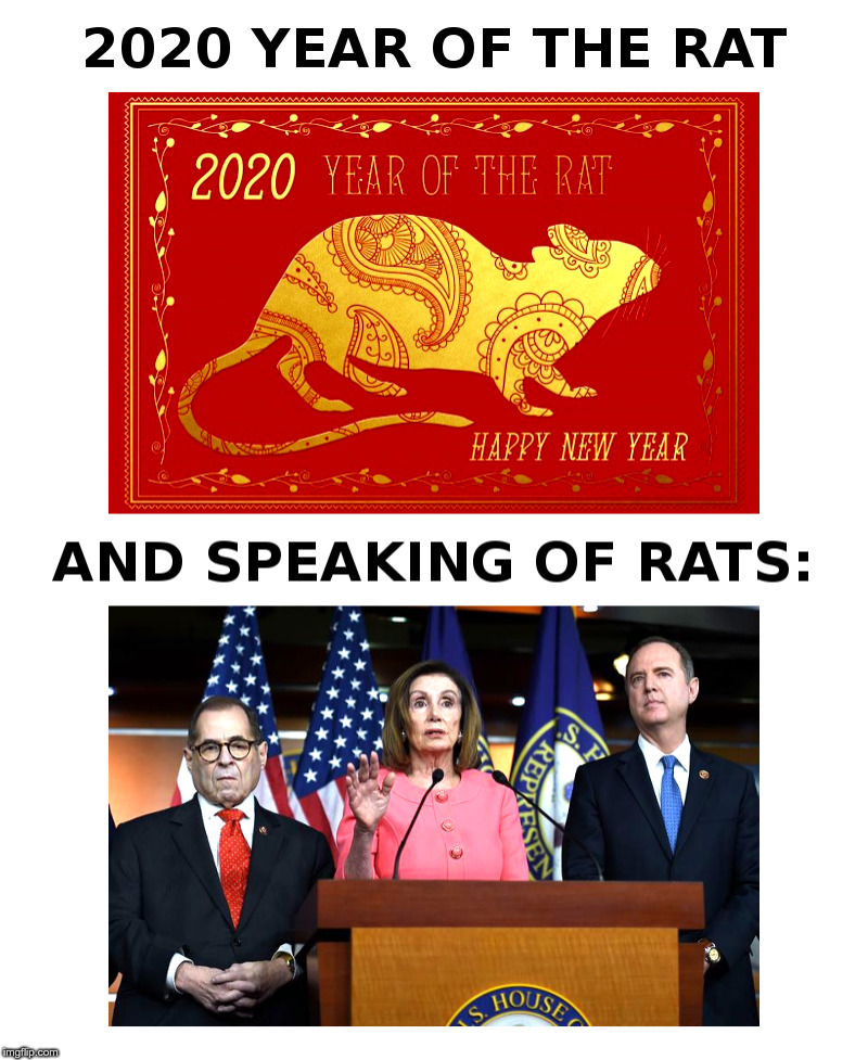 2020 Year of the Rat | image tagged in chinese new year,trump,impeachment,nadler,pelosi,adam schiff | made w/ Imgflip meme maker
