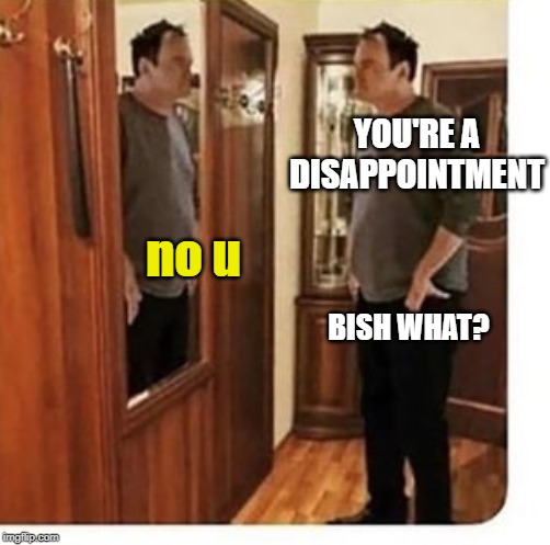 YOU'RE A DISAPPOINTMENT; no u; BISH WHAT? | image tagged in memes | made w/ Imgflip meme maker