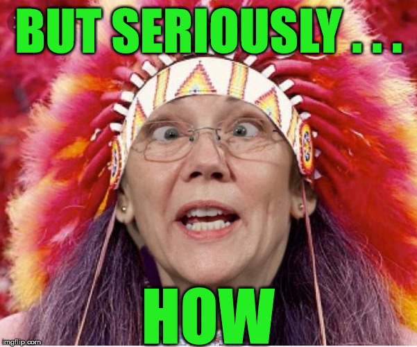 Pocahontas Warren | BUT SERIOUSLY . . . HOW | image tagged in pocahontas warren | made w/ Imgflip meme maker