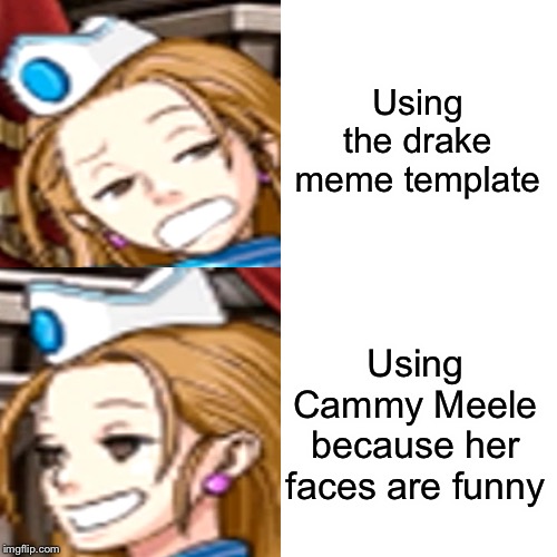 Ace attorney is good | Using the drake meme template; Using Cammy Meele because her faces are funny | image tagged in ace attorney,drake hotline bling | made w/ Imgflip meme maker