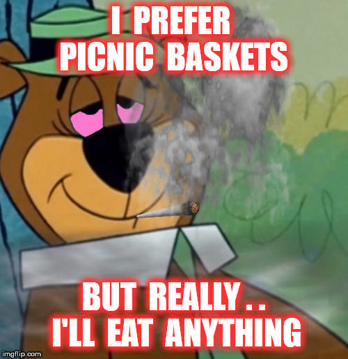 I  PREFER  PICNIC  BASKETS BUT  REALLY . .  I'LL  EAT  ANYTHING | made w/ Imgflip meme maker