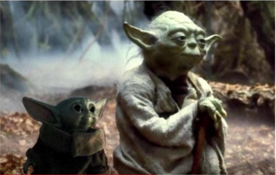 High Quality Baby Yoda with Papa Yoda Blank Meme Template