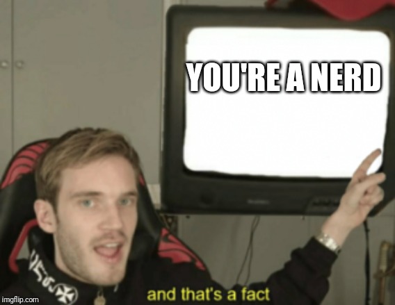 Pewdiepie: And that's a Fact | YOU'RE A NERD | image tagged in pewdiepie and that's a fact | made w/ Imgflip meme maker
