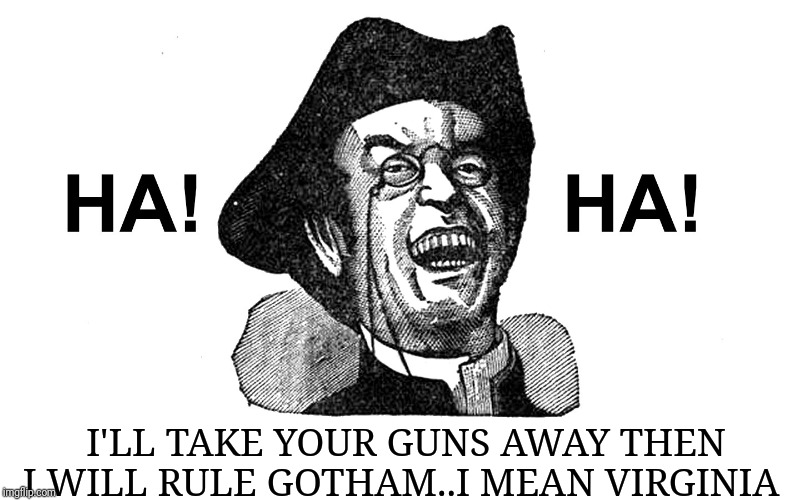 Ha Ha Guy | I'LL TAKE YOUR GUNS AWAY THEN I WILL RULE GOTHAM..I MEAN VIRGINIA | image tagged in ha ha guy | made w/ Imgflip meme maker