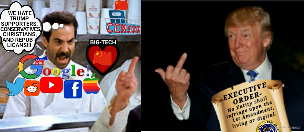 High Quality Big-tech soup Nazi thinks ill of the right Blank Meme Template