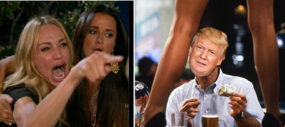 Woman yelling at strip club Trump Blank Meme Template