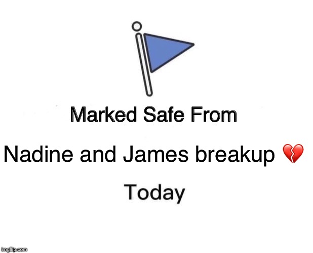 Marked Safe From Meme | Nadine and James breakup 💔 | image tagged in memes,marked safe from | made w/ Imgflip meme maker