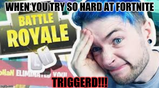 WHEN YOU TRY SO HARD AT FORTNITE; TRIGGERD!!! | image tagged in funny | made w/ Imgflip meme maker