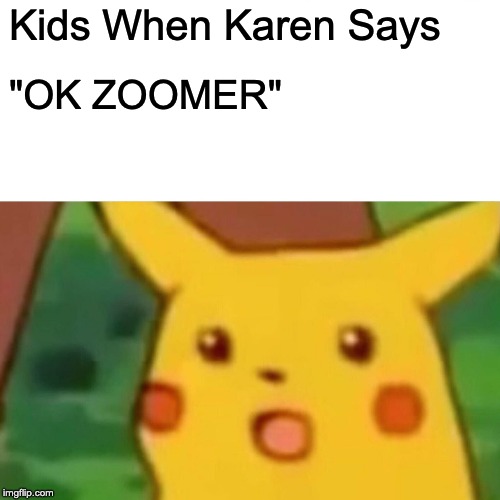 Surprised Pikachu Meme | Kids When Karen Says; "OK ZOOMER" | image tagged in memes,surprised pikachu | made w/ Imgflip meme maker
