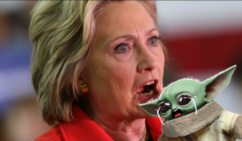High Quality Hillary eats baby yoda Blank Meme Template