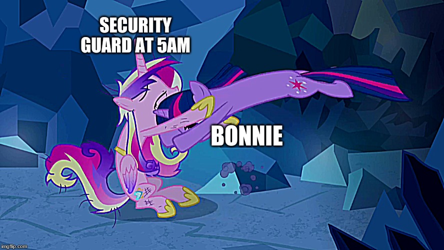 Five nights at freddys | SECURITY GUARD AT 5AM; BONNIE | image tagged in five nights at freddys | made w/ Imgflip meme maker