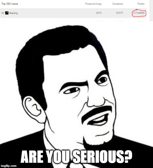 ARE YOU SERIOUS? | image tagged in memes,seriously face | made w/ Imgflip meme maker