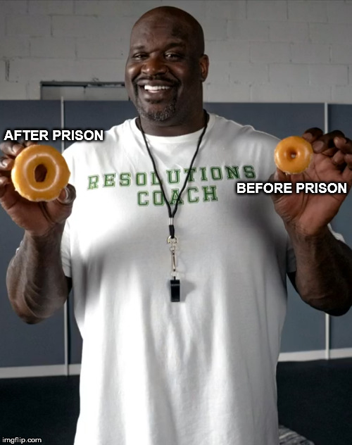 Prison | AFTER PRISON; BEFORE PRISON | image tagged in prison,jail,donuts | made w/ Imgflip meme maker