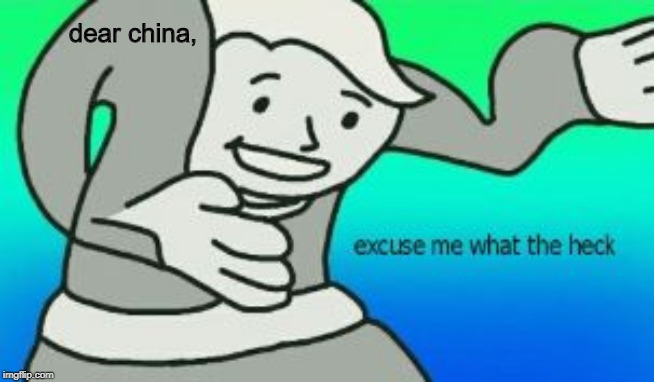Excuse Me What The Heck | dear china, | image tagged in excuse me what the heck | made w/ Imgflip meme maker