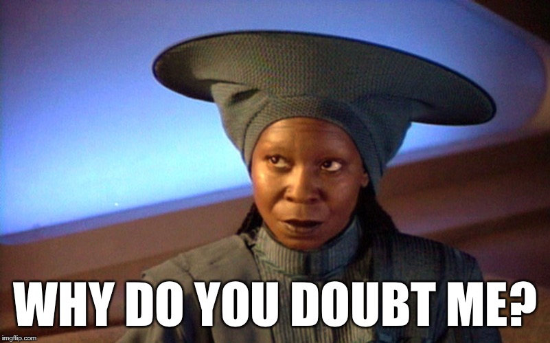  WHY DO YOU DOUBT ME? | image tagged in star trek tng | made w/ Imgflip meme maker