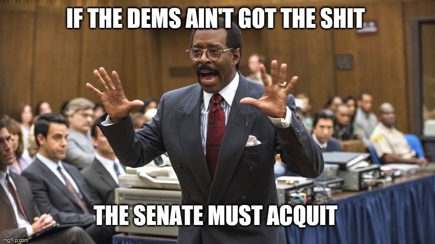 If the glove don't fit | IF THE DEMS AIN'T GOT THE SHIT; THE SENATE MUST ACQUIT | image tagged in if the glove don't fit | made w/ Imgflip meme maker