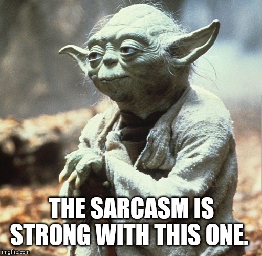 THE SARCASM IS STRONG WITH THIS ONE. | image tagged in yoda wisdom,sarcasm | made w/ Imgflip meme maker