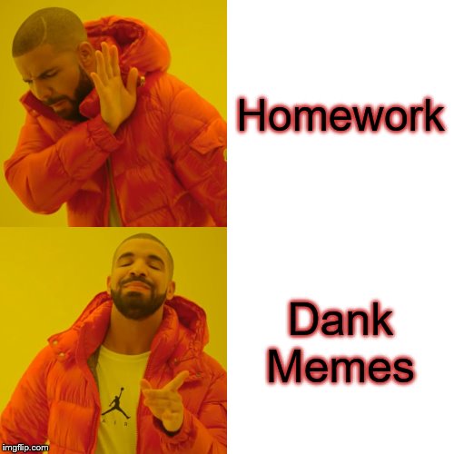 Drake Hotline Bling Meme | Homework; Dank Memes | image tagged in memes,drake hotline bling | made w/ Imgflip meme maker