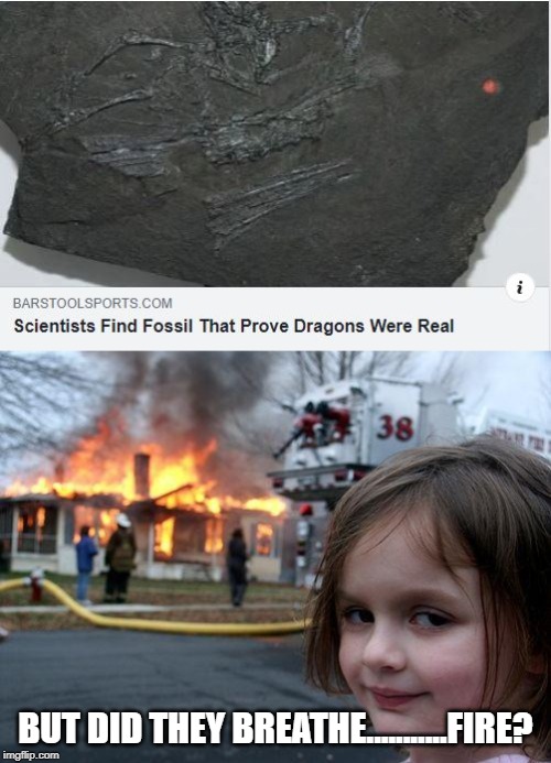 Good Question | BUT DID THEY BREATHE...........FIRE? | image tagged in memes,disaster girl | made w/ Imgflip meme maker