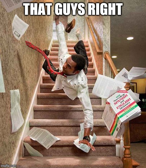 Falling down the stairs | THAT GUYS RIGHT | image tagged in falling down the stairs | made w/ Imgflip meme maker