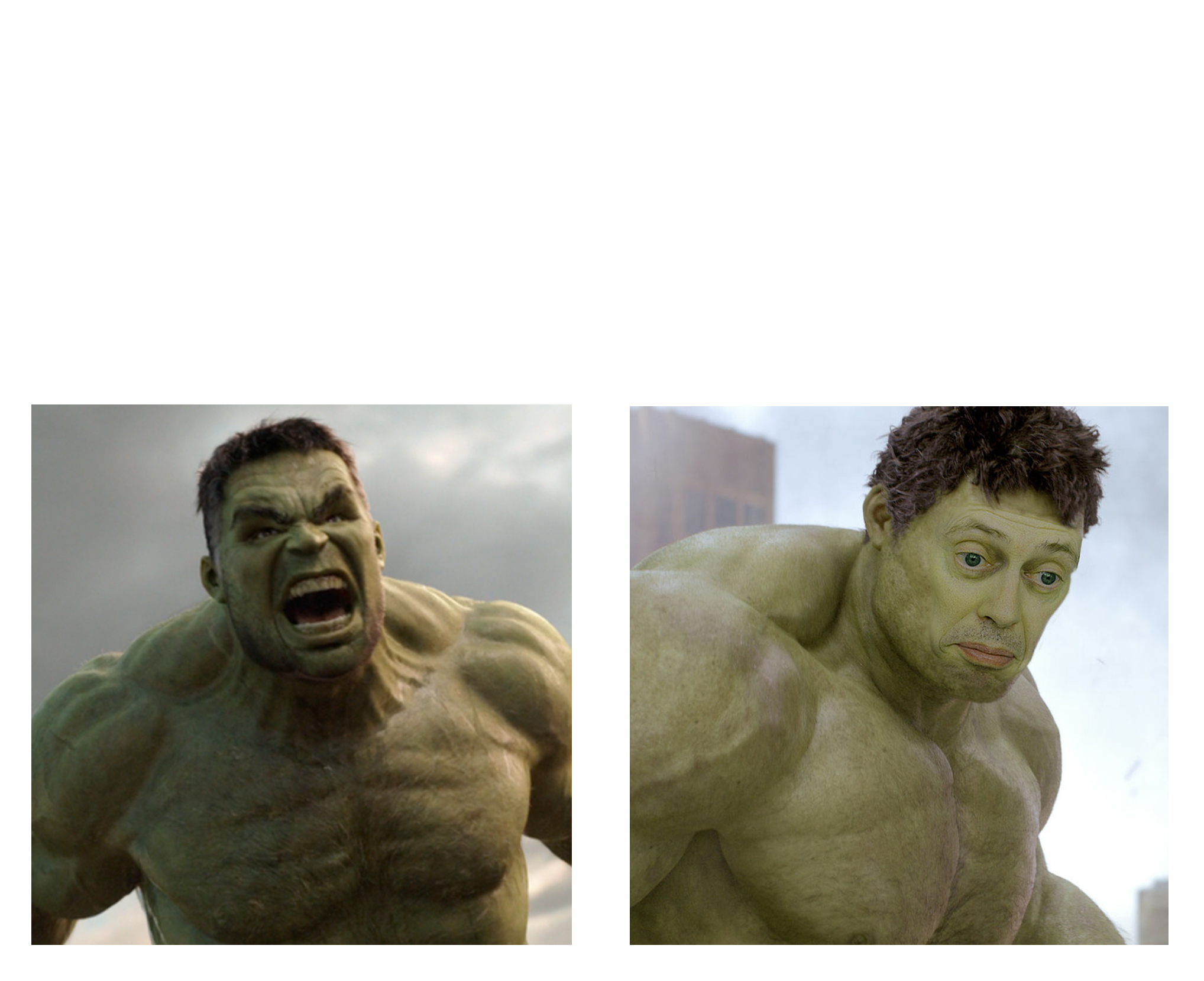 Hulk angry then realizes he's wrong Blank Meme Template