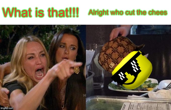 Woman Yelling At Cat | What is that!!! Alright who cut the chees | image tagged in memes,woman yelling at cat | made w/ Imgflip meme maker