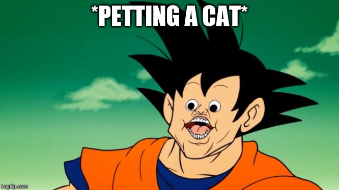 Derpy Interest Goku | *PETTING A CAT* | image tagged in derpy interest goku | made w/ Imgflip meme maker