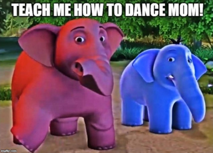 Teach me how to dance Mom! | image tagged in elephant | made w/ Imgflip meme maker
