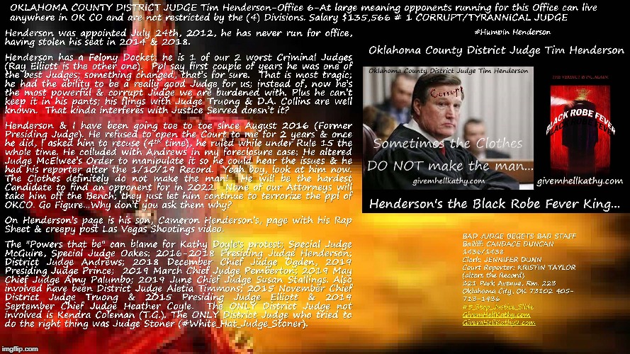 Corrupt Oklahoma County District Judge Tim Henderson ~ Step 3 #5_Step_Justice_Slide #Strive_4_Jive_2025 GIvemHellKathy.com | image tagged in oklahoma,court,corruption,supreme court,judge,tyranny | made w/ Imgflip meme maker