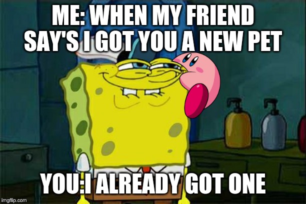 Don't You Squidward | ME: WHEN MY FRIEND SAY'S I GOT YOU A NEW PET; YOU:I ALREADY GOT ONE | image tagged in memes,dont you squidward | made w/ Imgflip meme maker