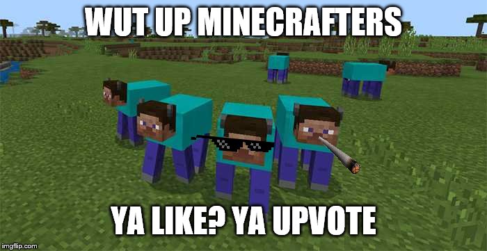 me and the boys | WUT UP MINECRAFTERS; YA LIKE? YA UPVOTE | image tagged in me and the boys | made w/ Imgflip meme maker