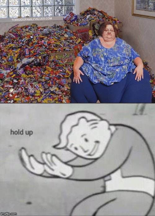 image tagged in candy hoarder,fallout hold up | made w/ Imgflip meme maker