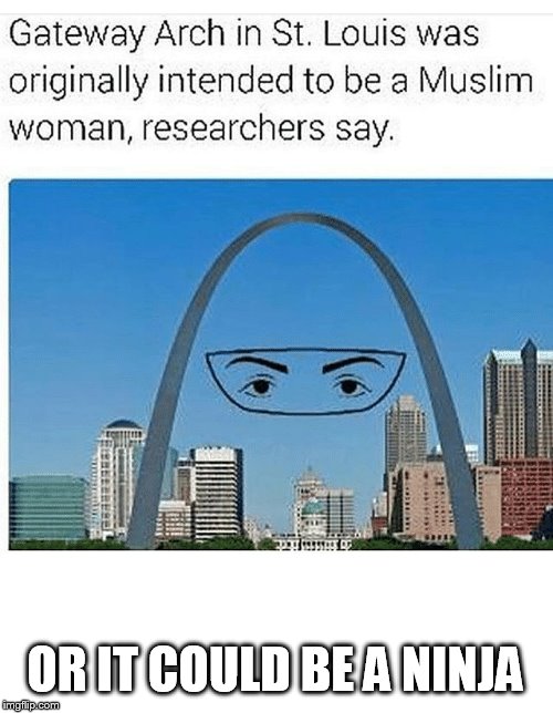 St Louis arch is a ninja | OR IT COULD BE A NINJA | image tagged in st louis arch,ninja | made w/ Imgflip meme maker
