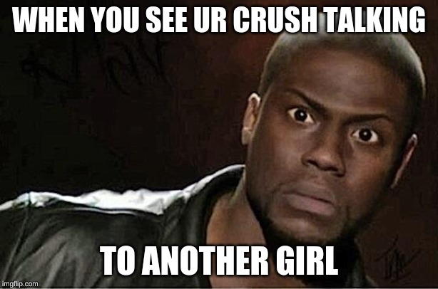 Kevin Hart Meme | WHEN YOU SEE UR CRUSH TALKING; TO ANOTHER GIRL | image tagged in memes,kevin hart | made w/ Imgflip meme maker