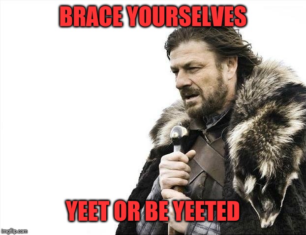 Brace Yourselves X is Coming Meme | BRACE YOURSELVES; YEET OR BE YEETED | image tagged in memes,brace yourselves x is coming | made w/ Imgflip meme maker
