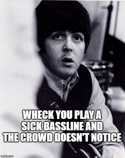 Bassist meme | WHECK YOU PLAY A SICK BASSLINE AND THE CROWD DOESN'T NOTICE | image tagged in bassist meme | made w/ Imgflip meme maker