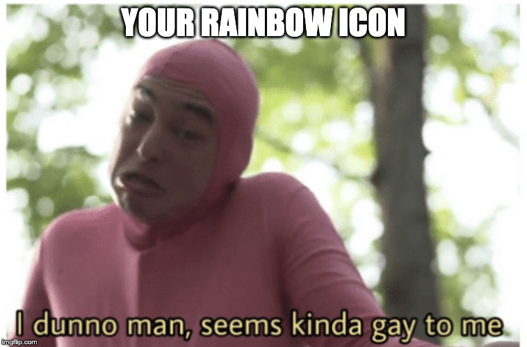 YOUR RAINBOW ICON | image tagged in idk man seems kinda gay | made w/ Imgflip meme maker