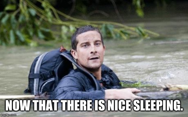 Bear Grylls Survival Tip | NOW THAT THERE IS NICE SLEEPING. | image tagged in bear grylls survival tip | made w/ Imgflip meme maker