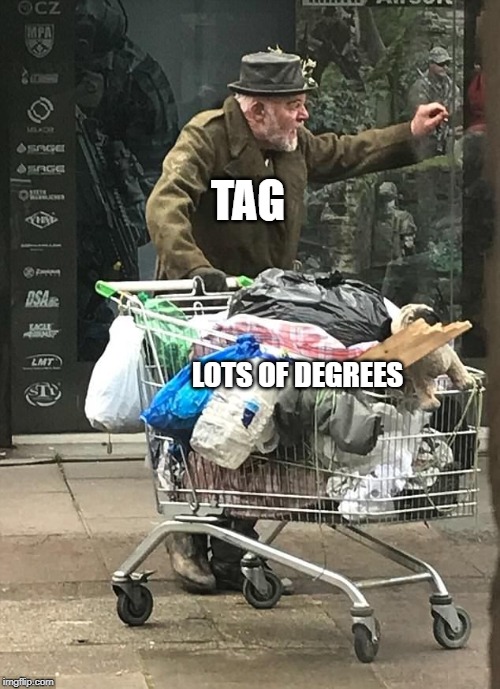 TAG; LOTS OF DEGREES | made w/ Imgflip meme maker