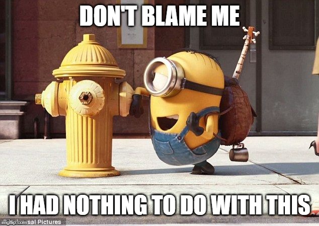 hydrant minion | DON'T BLAME ME I HAD NOTHING TO DO WITH THIS | image tagged in hydrant minion | made w/ Imgflip meme maker