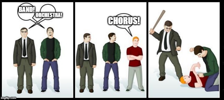 Mac, PC, Linux | BAND! ORCHESTRA! CHORUS! | image tagged in mac pc linux | made w/ Imgflip meme maker