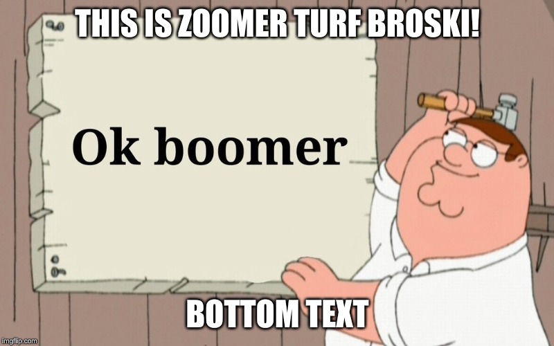 THIS IS ZOOMER TURF BROSKI! BOTTOM TEXT | made w/ Imgflip meme maker