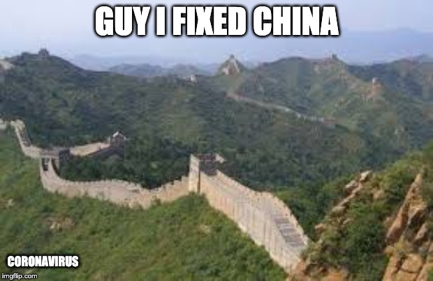 china is fixed | GUY I FIXED CHINA; CORONAVIRUS | image tagged in memes | made w/ Imgflip meme maker