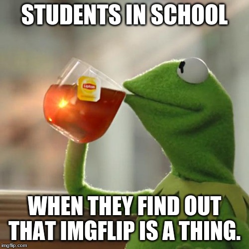 But That's None Of My Business Meme | STUDENTS IN SCHOOL; WHEN THEY FIND OUT THAT IMGFLIP IS A THING. | image tagged in memes,but thats none of my business,kermit the frog | made w/ Imgflip meme maker