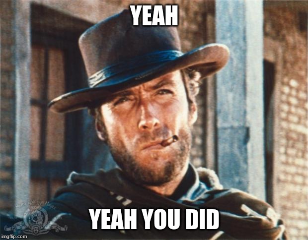 Clint Eastwood | YEAH YEAH YOU DID | image tagged in clint eastwood | made w/ Imgflip meme maker
