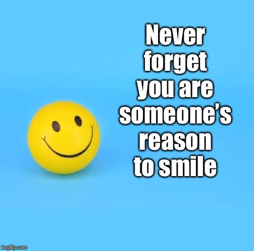 Never forget you are someone’s reason to smile | image tagged in smile,reason to smile,never forget,you are | made w/ Imgflip meme maker