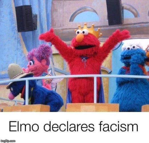 Elmo declares fascism | image tagged in elmo declares fascism | made w/ Imgflip meme maker