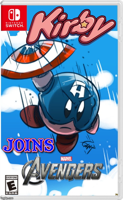 image tagged in kirby,avengers,captain america,nintendo switch,fake switch games | made w/ Imgflip meme maker